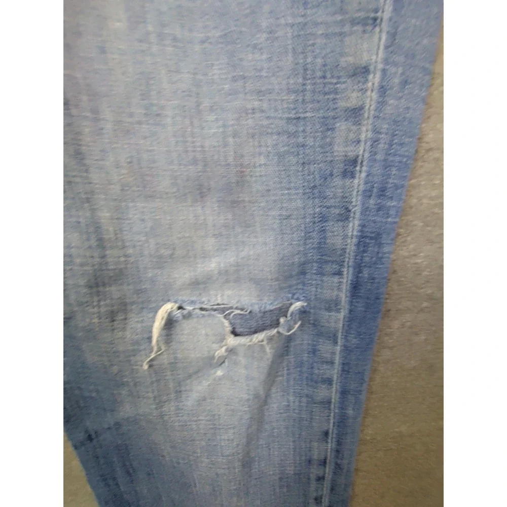 Levis Mens‎ Jeans 32x34 Blue Denim 514 Straight Slim Distressed Western Casual